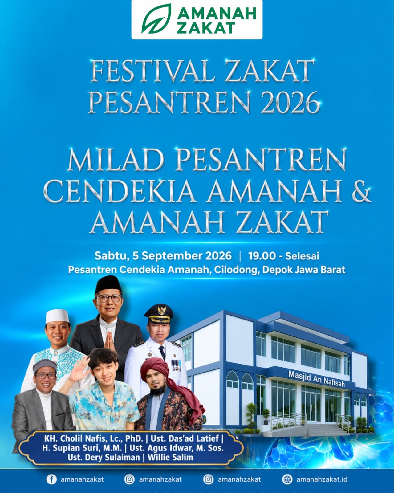 Ustadz Das'ad Latief dan Willie Salim Bakal Hadiri Festival Zakat di Ponpes Cendekia Amanah Depok